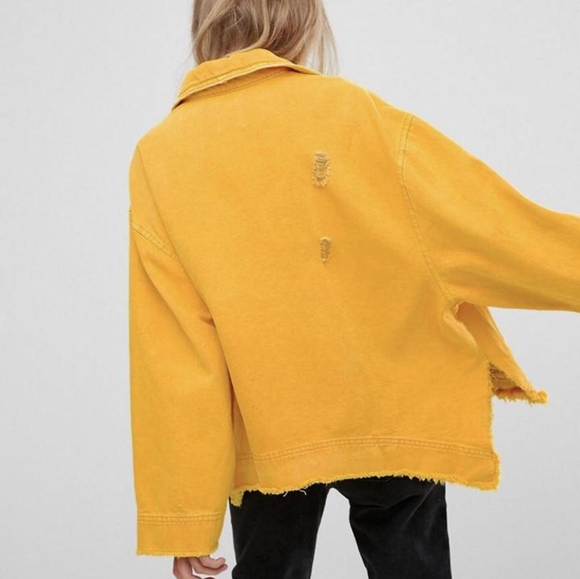 Bershka Oversized Yellow Denim Jacket - Picture 2 of 6